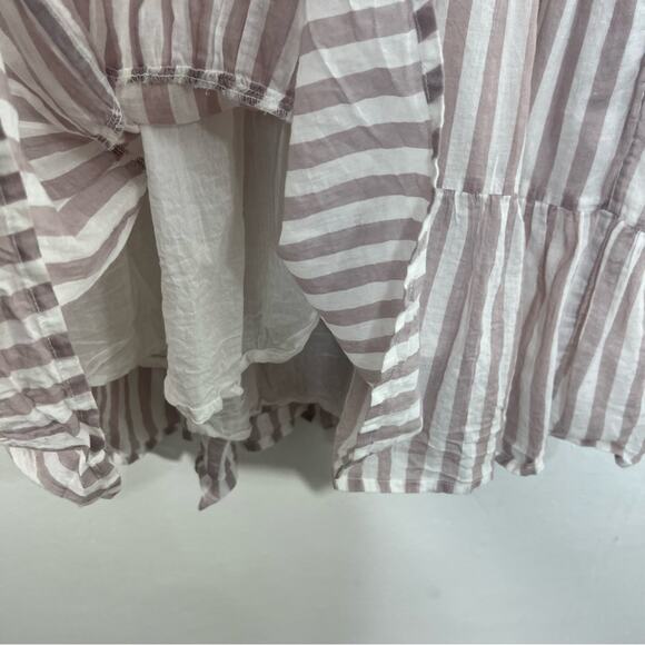 Oliphant Roll Sleeve Dress Stone Gray Stripe Print Size Large - Picture 9 of 16